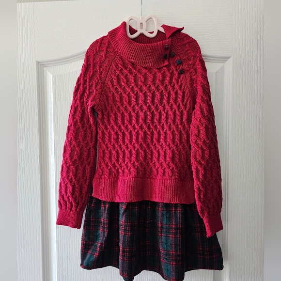 Tommy Bahama Other - Tommy Bahama Red Knit and Green Plaid Kids Dress